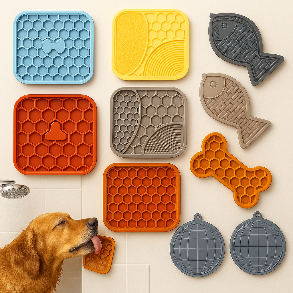 Pet Supplies Silicone Pet Licking Mat Cat Anti-Choking with Slow Food Bowl Puppy Bath Distracted Licking Plate Cutlery