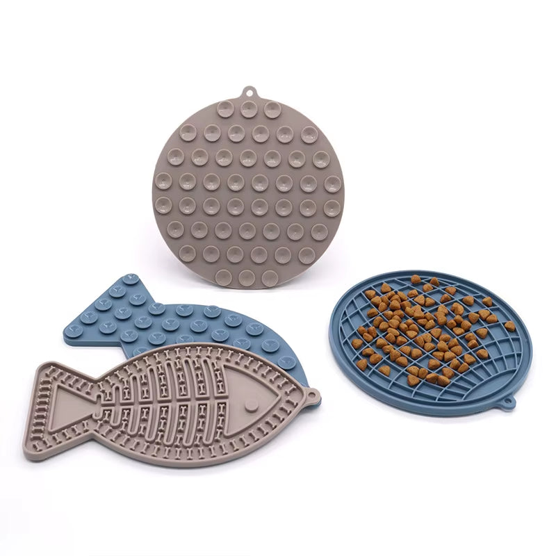 Pet Supplies Silicone Pet Licking Mat Cat Anti-Choking with Slow Food Bowl Puppy Bath Distracted Licking Plate Cutlery