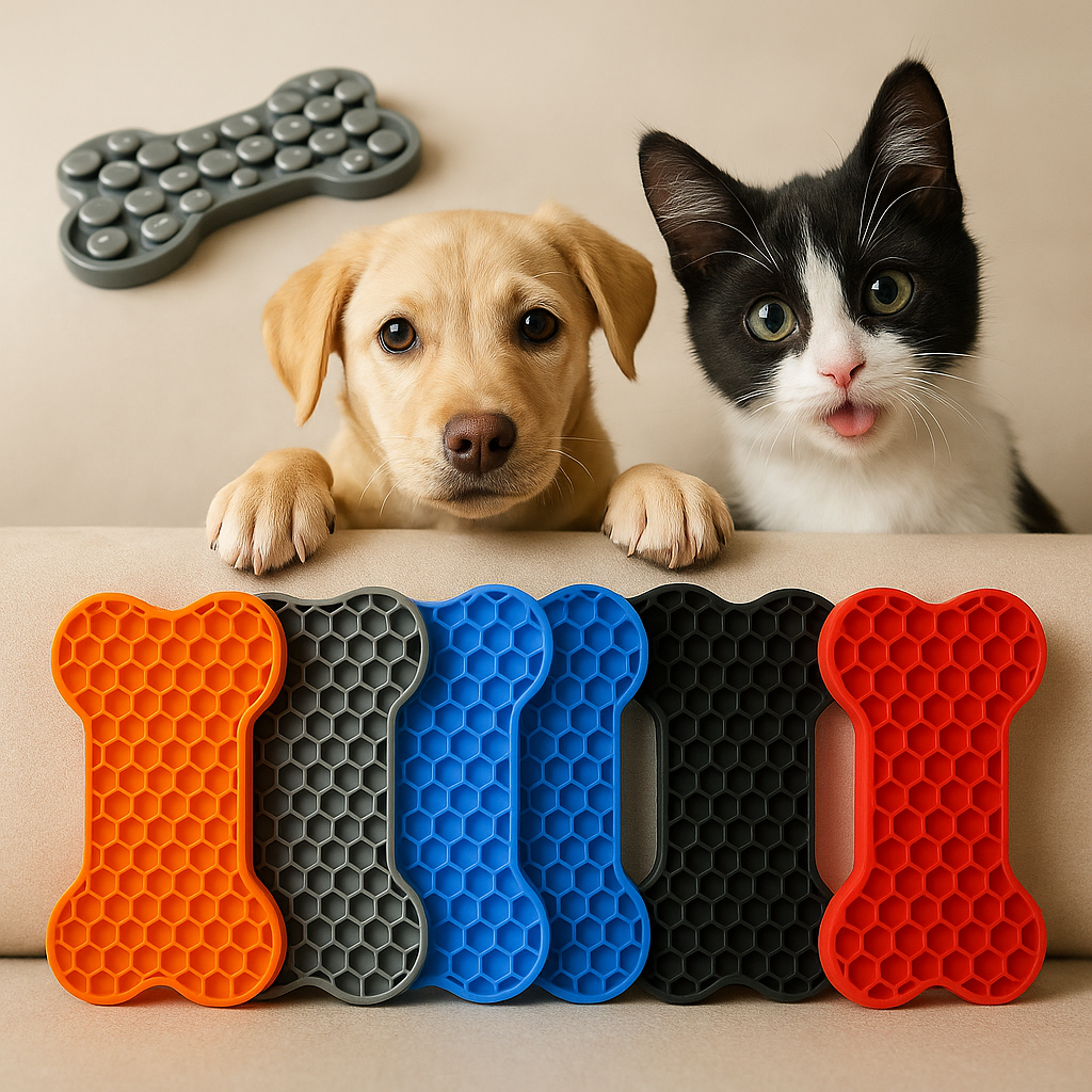 Pet Supplies Silicone Pet Licking Mat Cat Anti-Choking with Slow Food Bowl Puppy Bath Distracted Licking Plate Cutlery