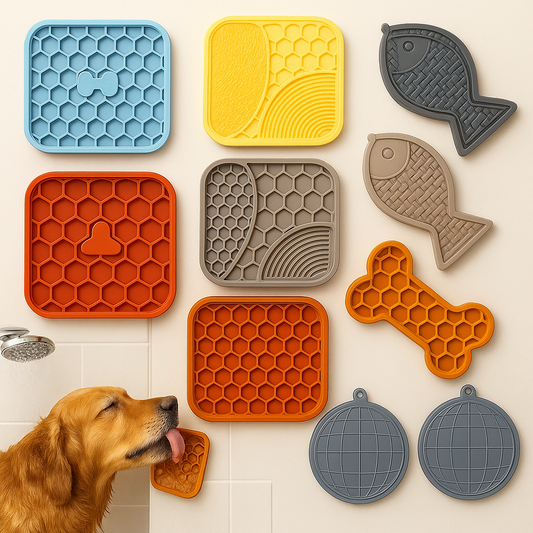 Pet Supplies Silicone Pet Licking Mat Cat Anti-Choking with Slow Food Bowl Puppy Bath Distracted Licking Plate Cutlery