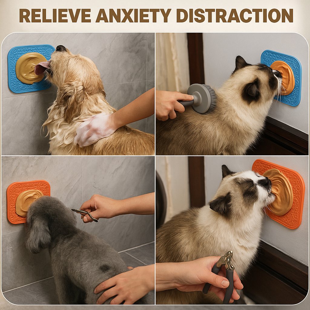 Pet Supplies Silicone Pet Licking Mat Cat Anti-Choking with Slow Food Bowl Puppy Bath Distracted Licking Plate Cutlery